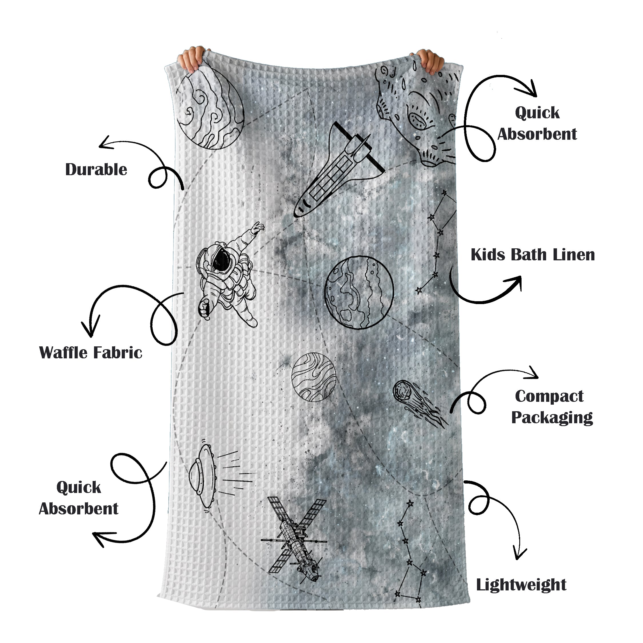Astronaut Waffle Bath Towel – 100% Cotton