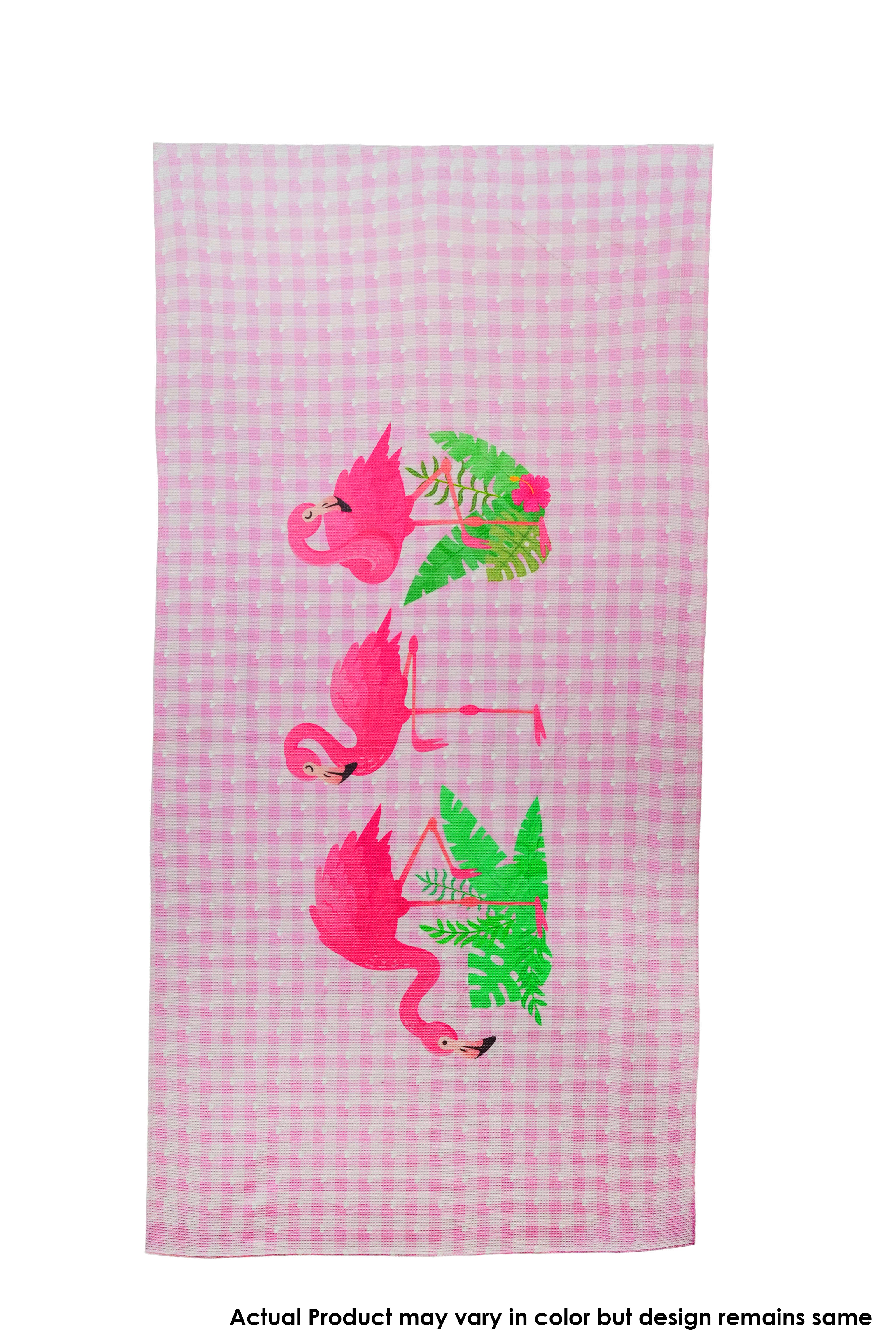 Flamingo Waffle Bath Towel – 100% Cotton