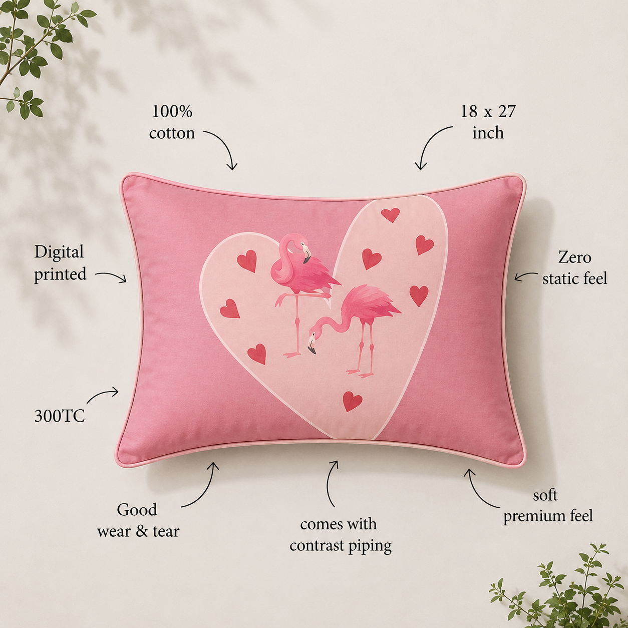 Pretty Pink Flamingo 100% Cotton Single Bedsheet – 300 TC