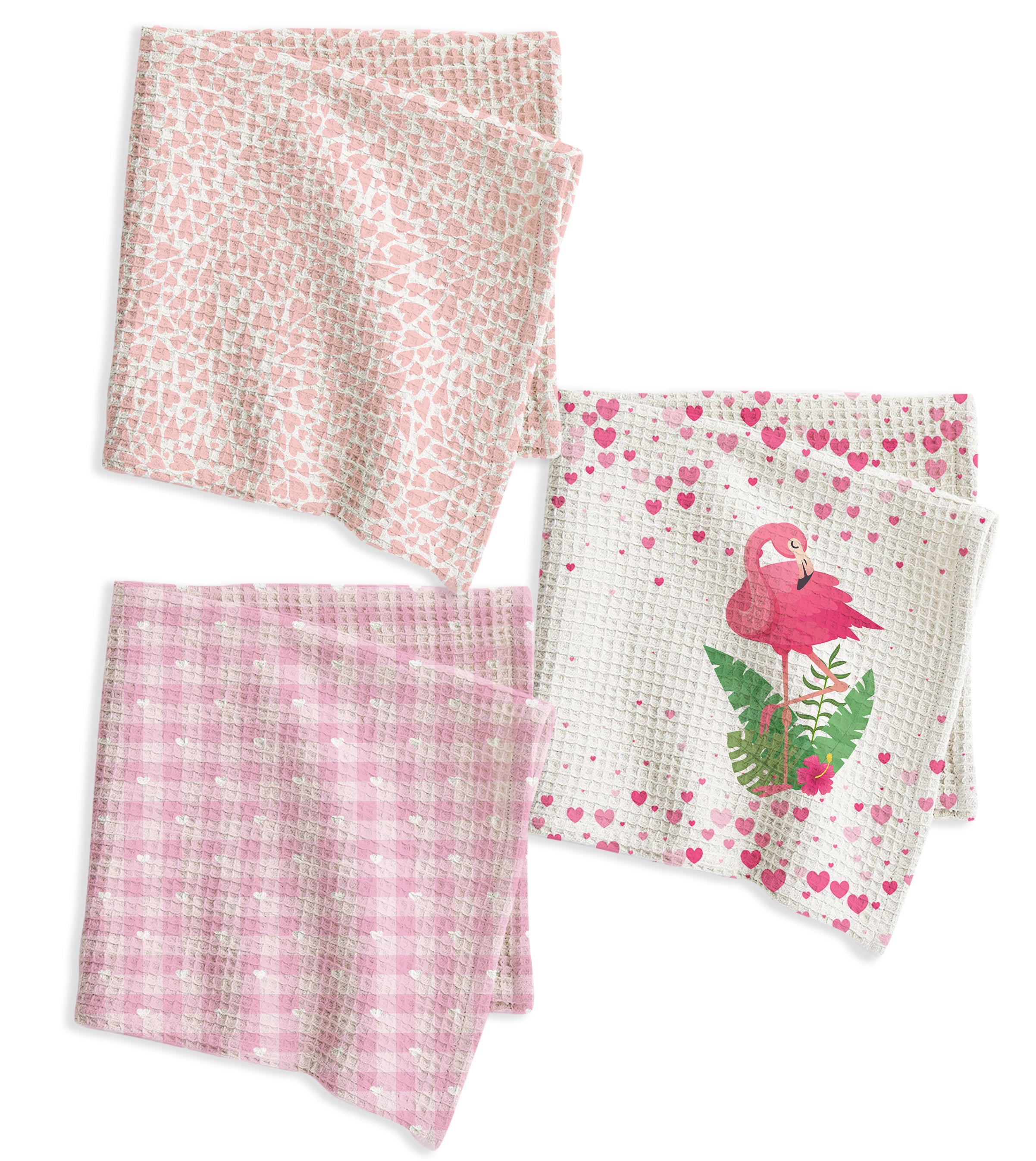 Flamingo Waffle Cotton Hankies – Set of 3