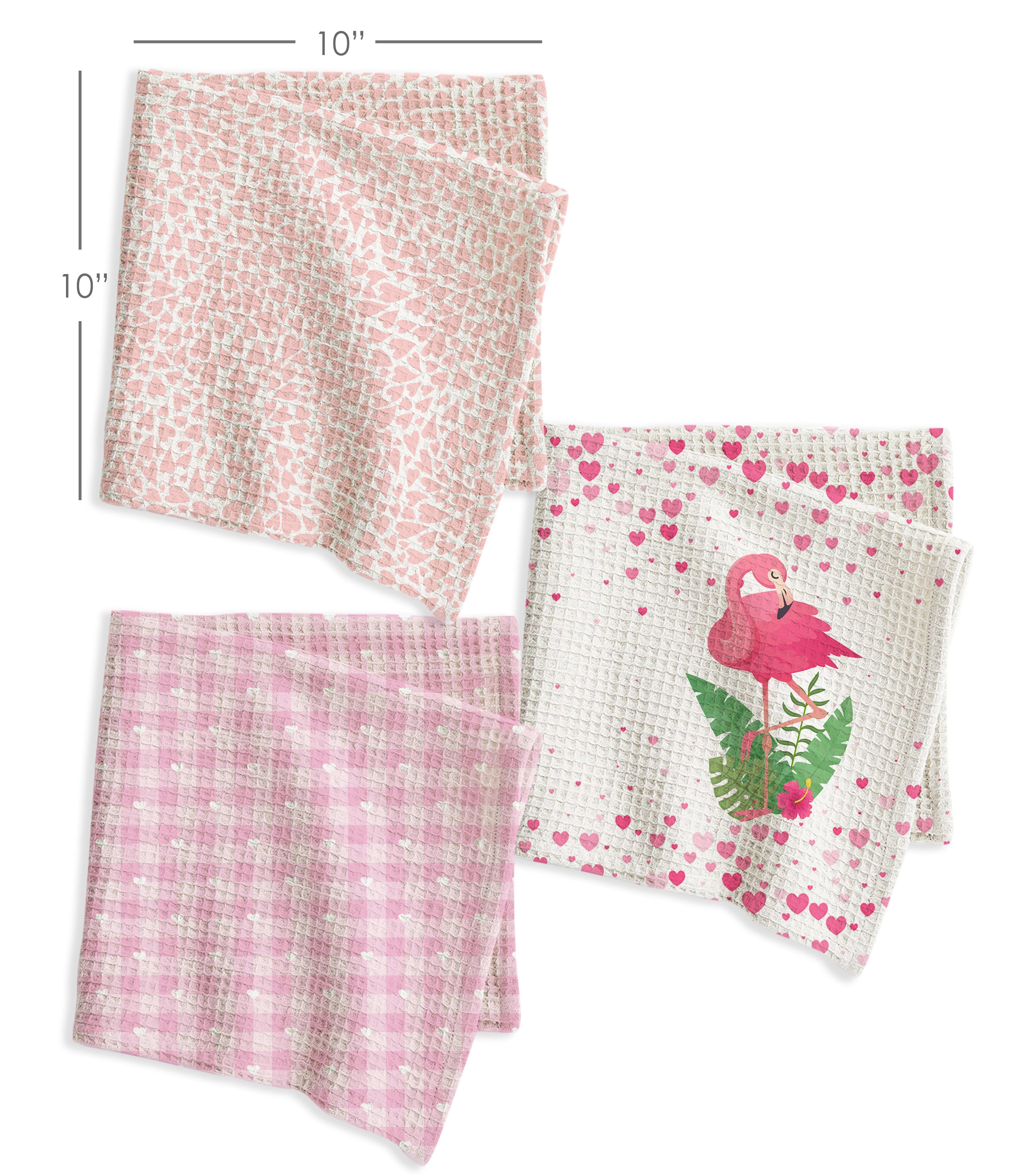 Flamingo Waffle Cotton Hankies – Set of 3