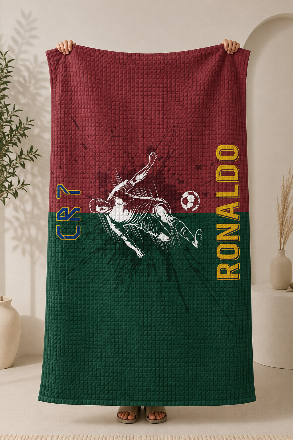 Football Waffle Bath Towel – 100% Cotton
