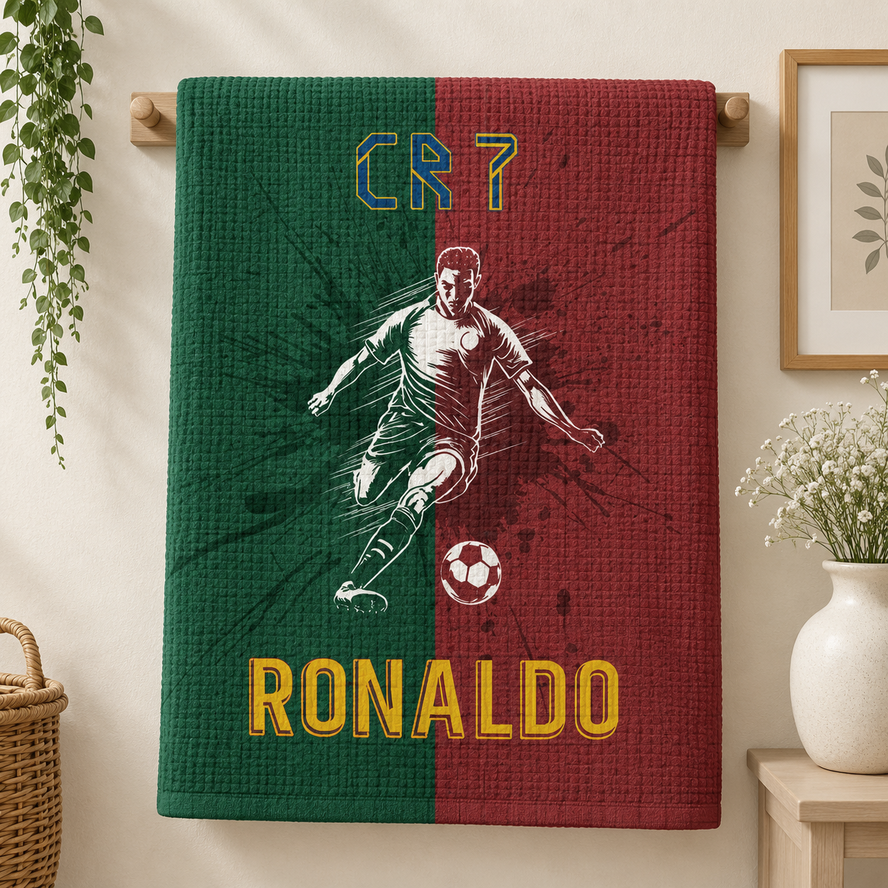 Football Waffle Bath Towel – 100% Cotton