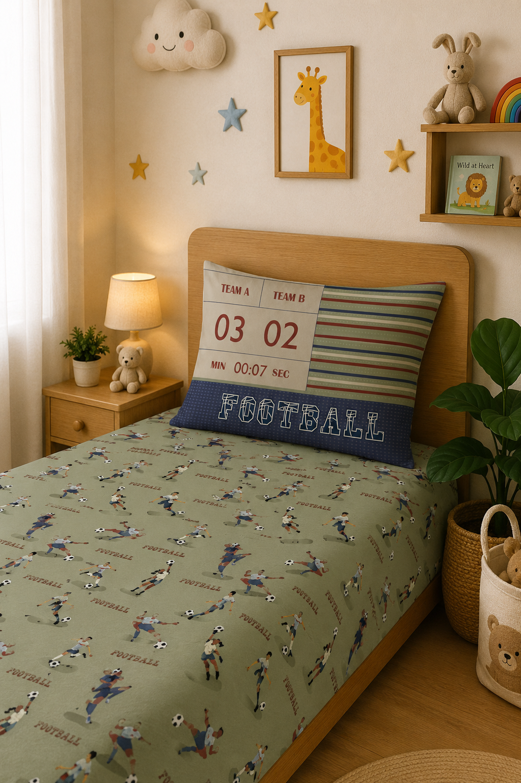 Football 100% Cotton Single Bedsheet – 300 TC