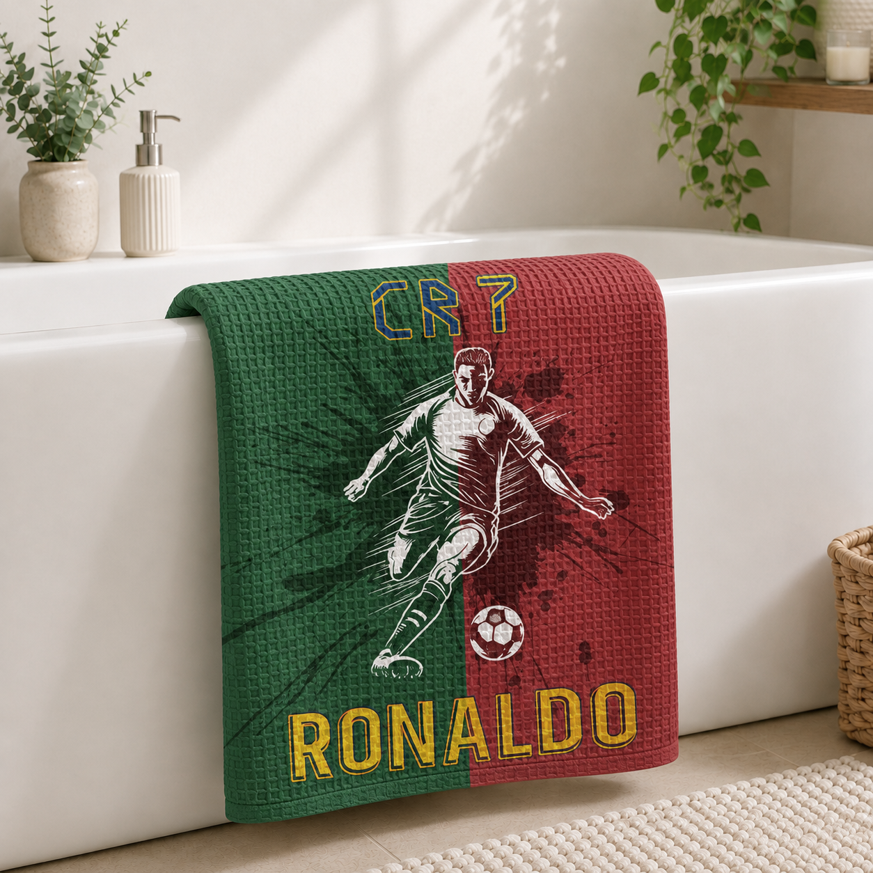 Football Waffle Bath Towel – 100% Cotton