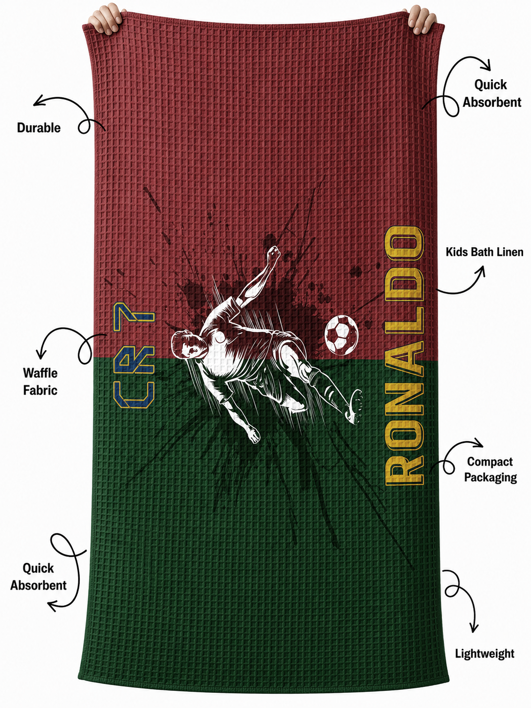 Football Waffle Bath Towel – 100% Cotton