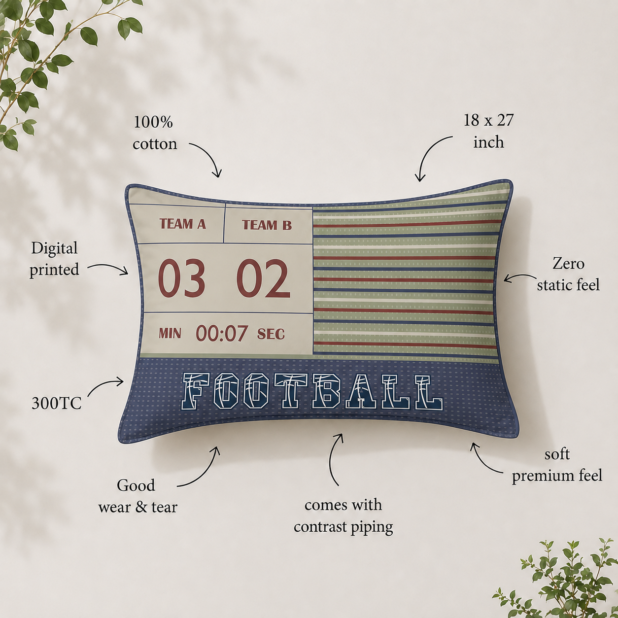 Football 100% Cotton Single Bedsheet – 300 TC