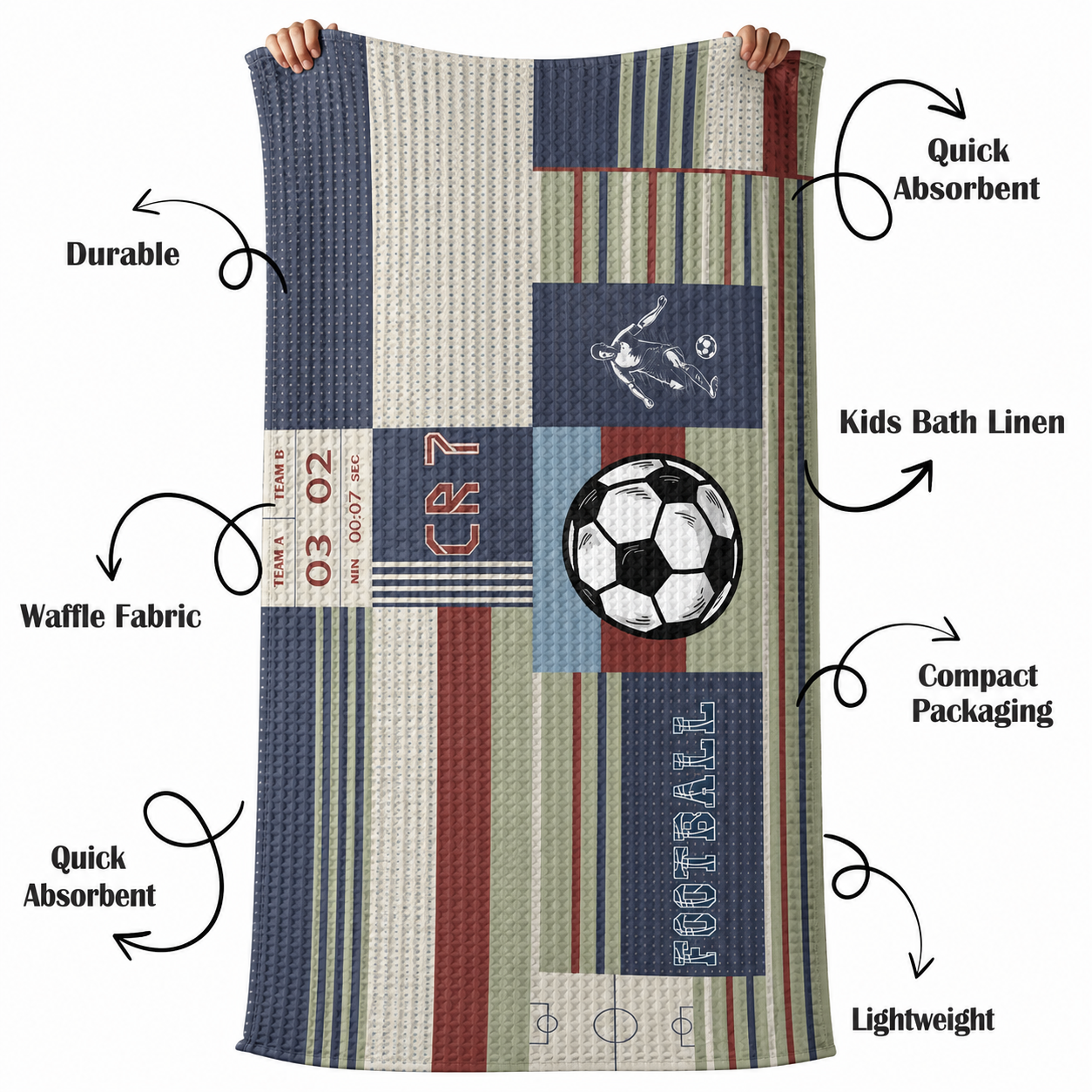 Football 2.0 Waffle Bath Towel – 100% Cotton (Copy) (Copy)