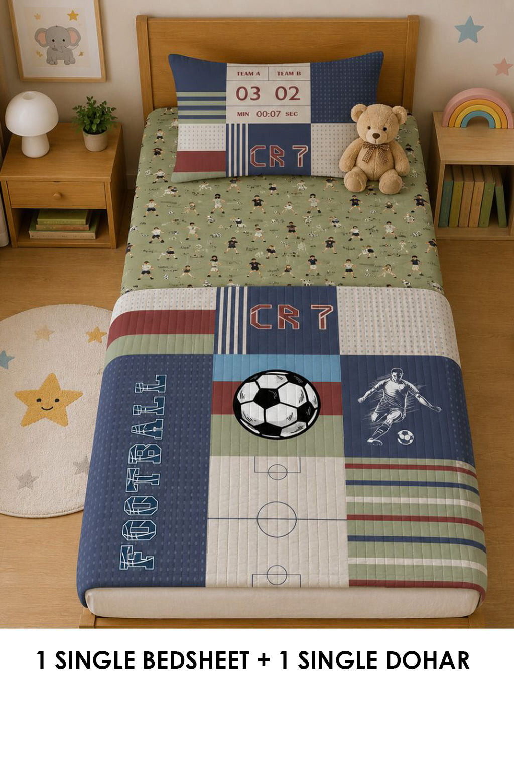 Football Kids Single Bedsheet & Dohar Combo