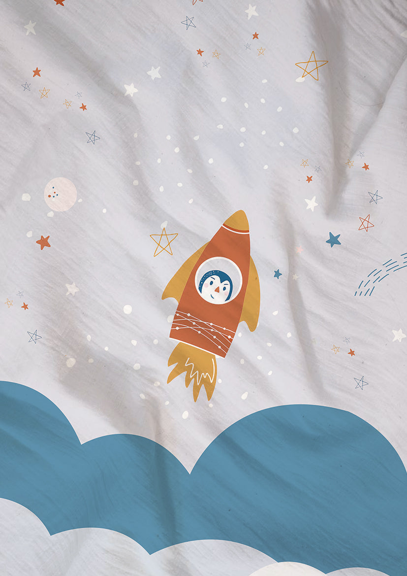 The Space Station 100% Cotton Single Bedsheet – 300 TC