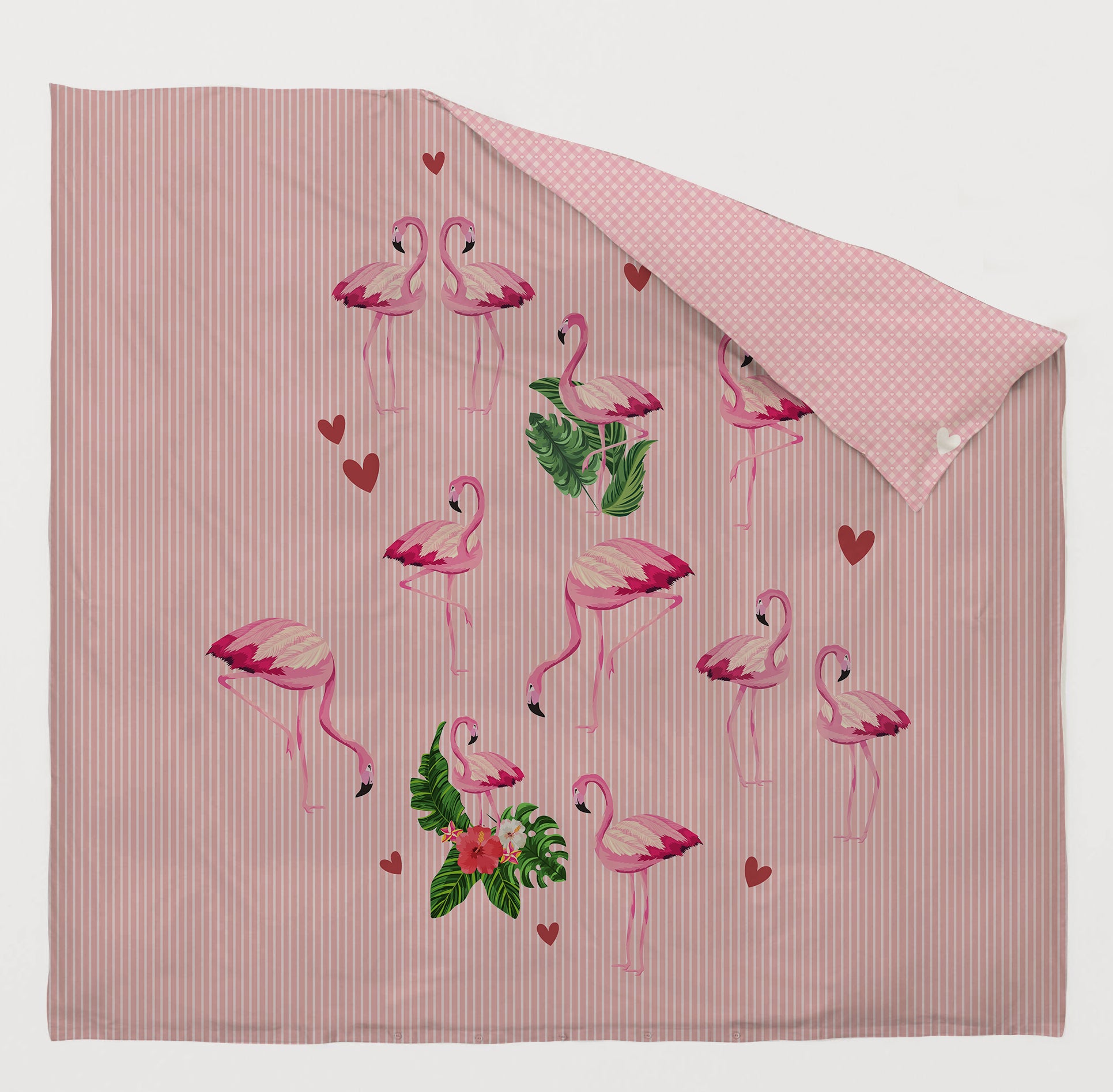 Pretty Pink Flamingo Reversible Kids Double Quilt
