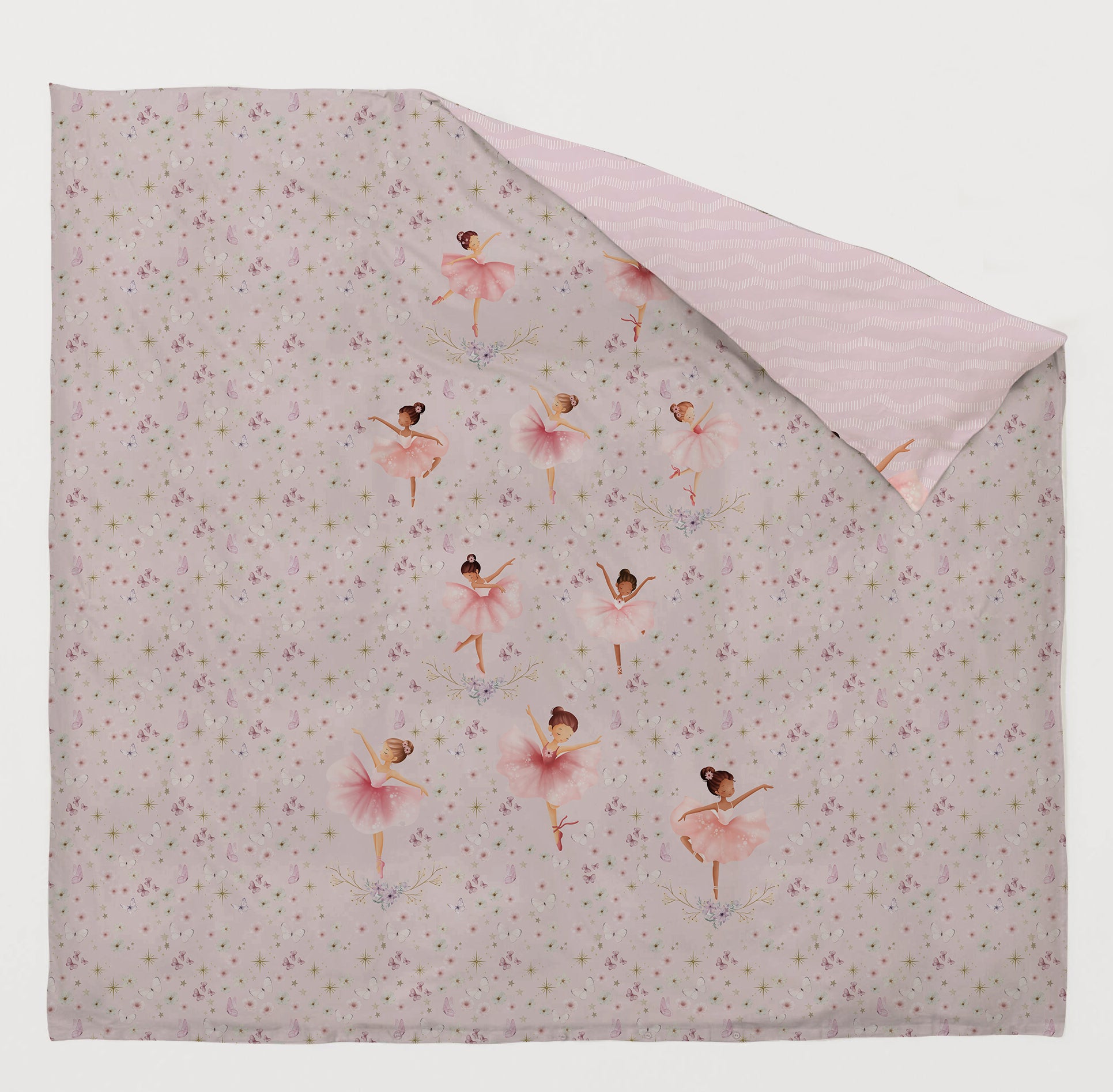 Dancing Ballerinas Reversible Kids Double Quilt