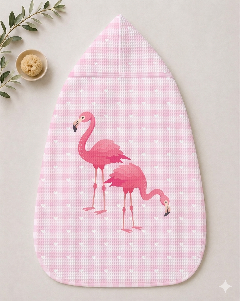 Flamingo Baby Waffle Hooded Towel – 100% Cotton
