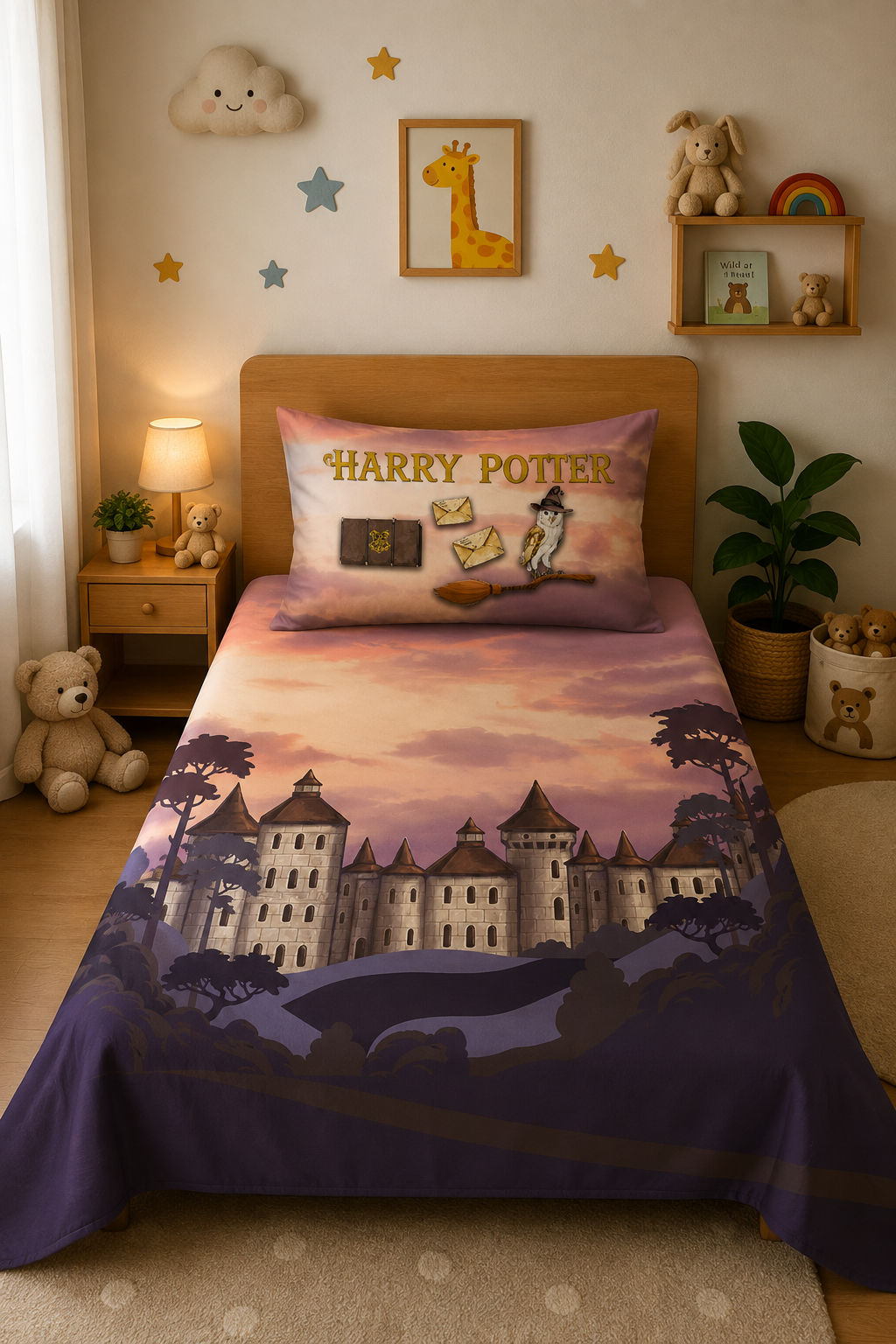 Harry Potter Castle 100% Cotton Single Bedsheet – 300 TC