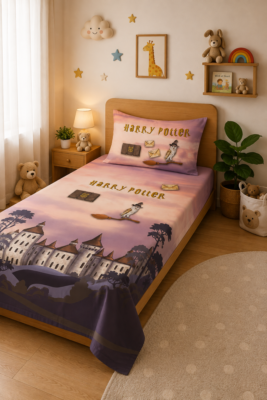 Harry Potter Castle 100% Cotton Single Bedsheet – 300 TC