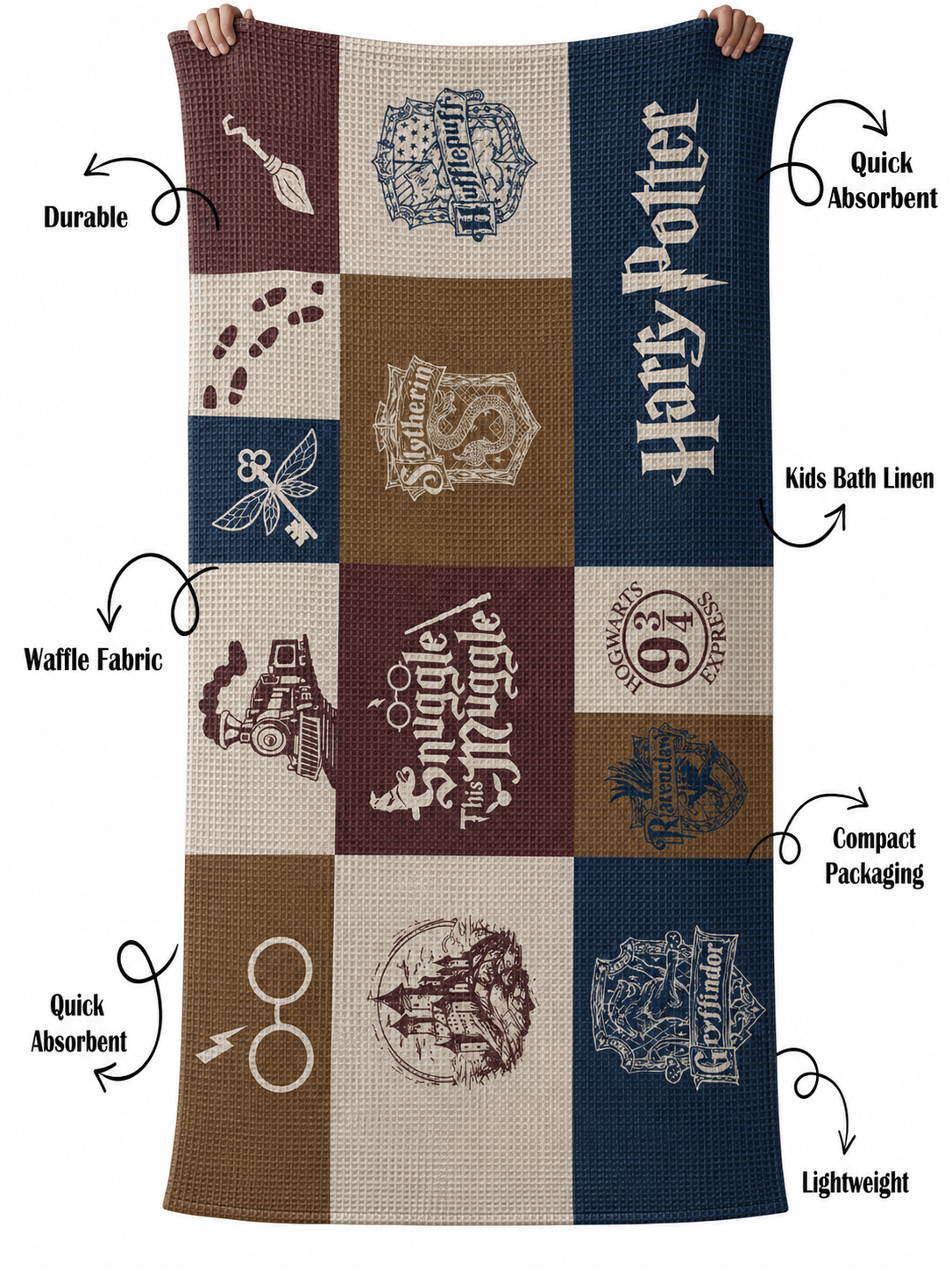 Harry Potter Waffle Bath Towel 2.0 – 100% Cotton