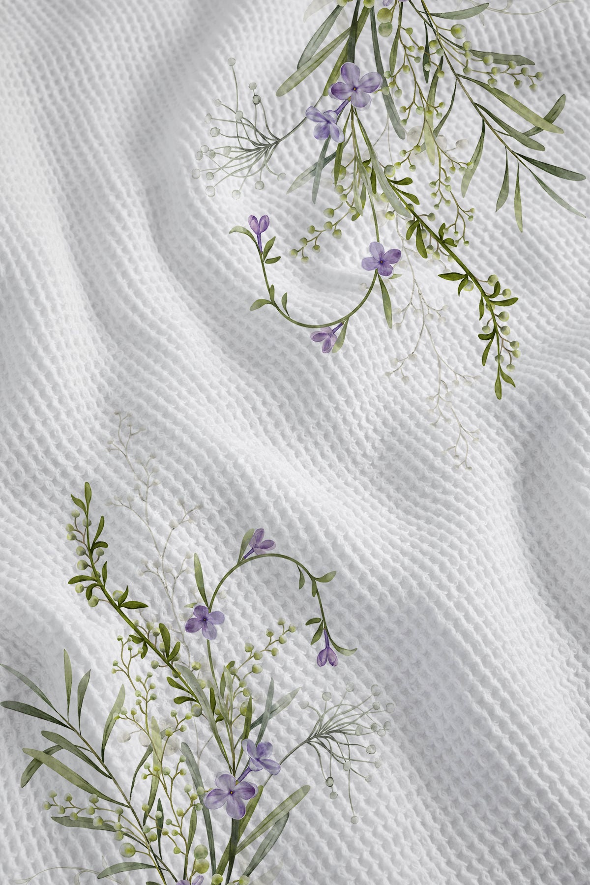 Soft Florals Waffle Hand Towel (Set of 3 - Multi) - 100% Cotton