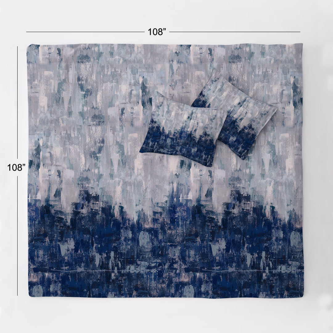 The Indigo Strokes Luxury Double Bedsheet 800 TC