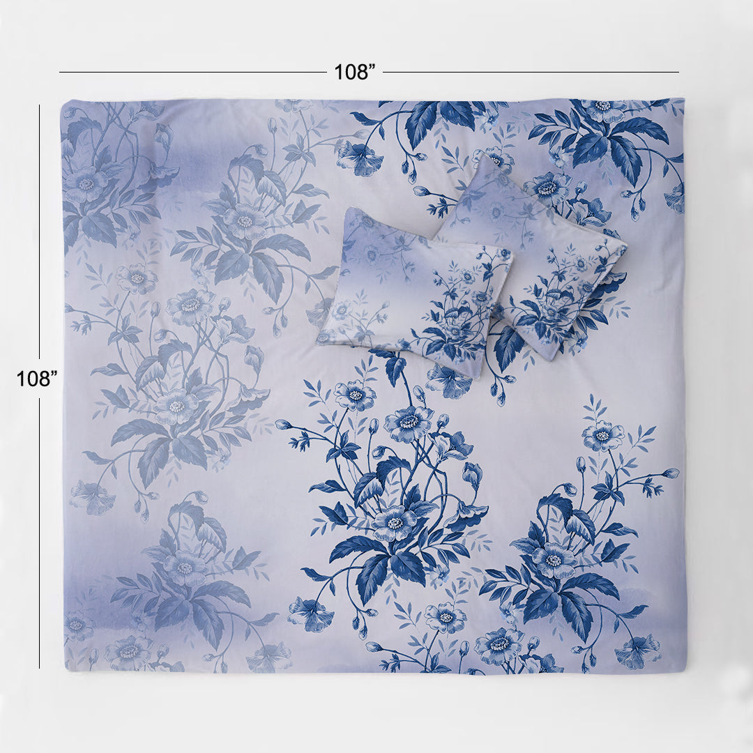 The Blue Bloom Luxury Double Bedsheet 800 TC