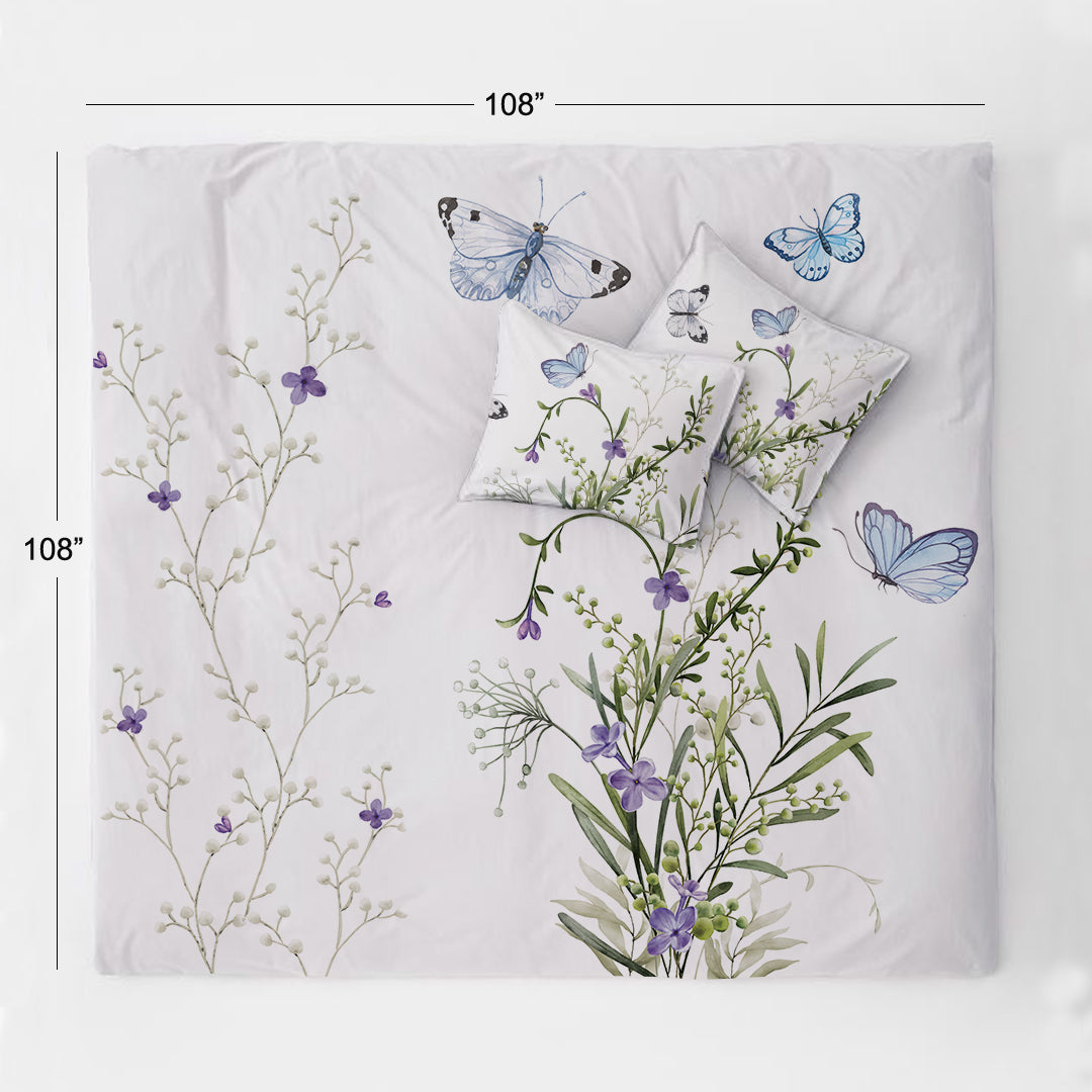 The Butterfly Bloom Luxury Double Bedsheet 800 TC