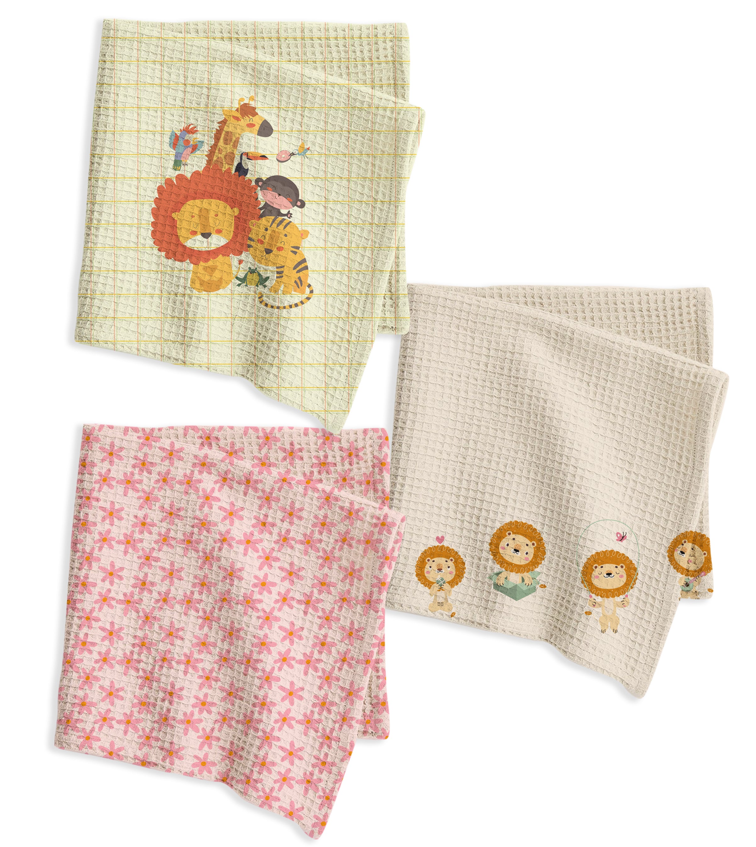 Jungle Waffle Cotton Hankies – Set of 3
