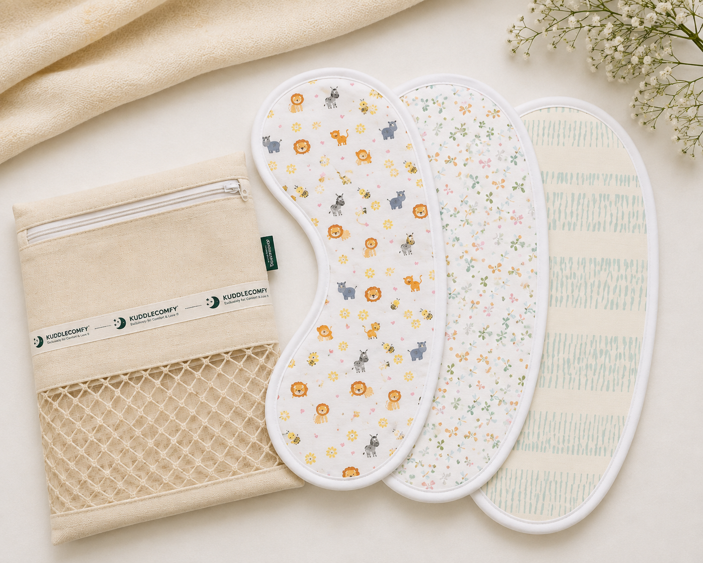 Jungle Muslin Burp Cloth – Set of 3 | Ultra-Soft & Absorbent