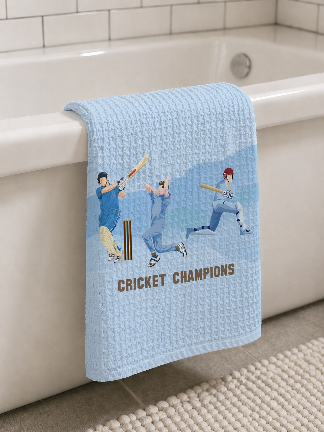 Cricket Champions Waffle Bath Towel – 100% Cotton
