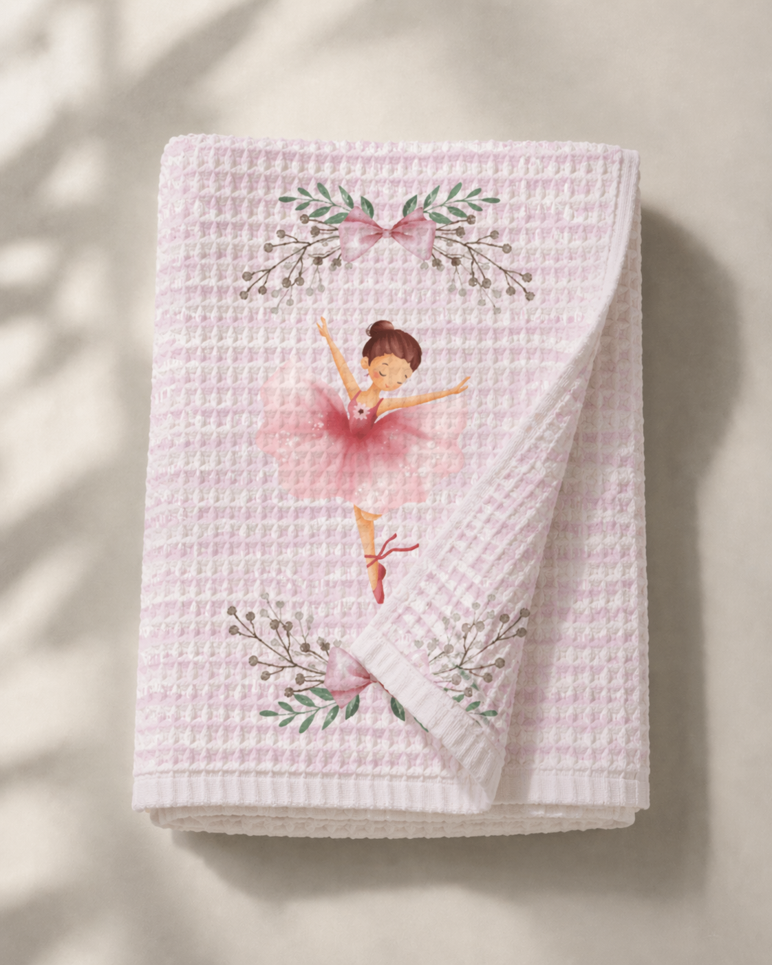 Dancing Ballerinas Waffle Bath Towel – 100% Cotton