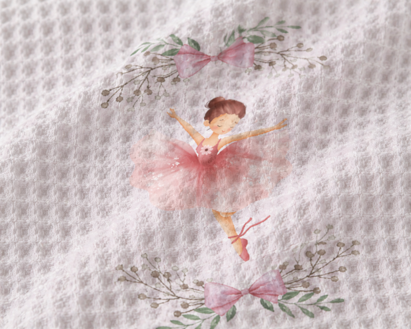 Dancing Ballerinas Waffle Bath Towel – 100% Cotton