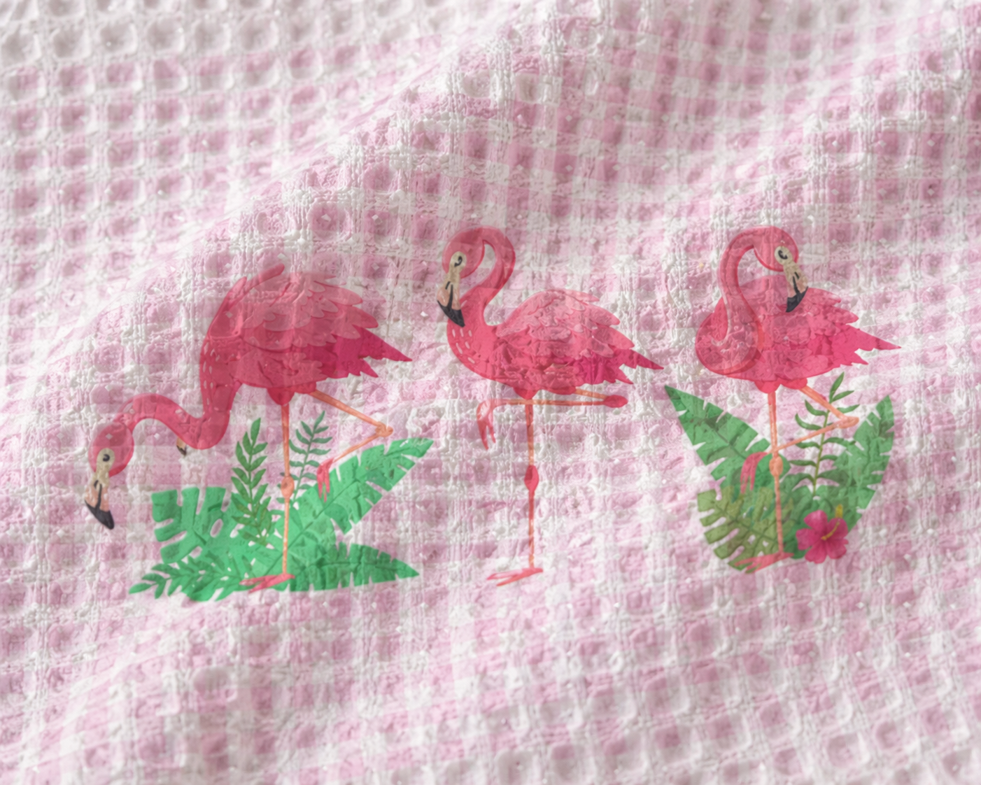 Flamingo Waffle Bath Towel – 100% Cotton