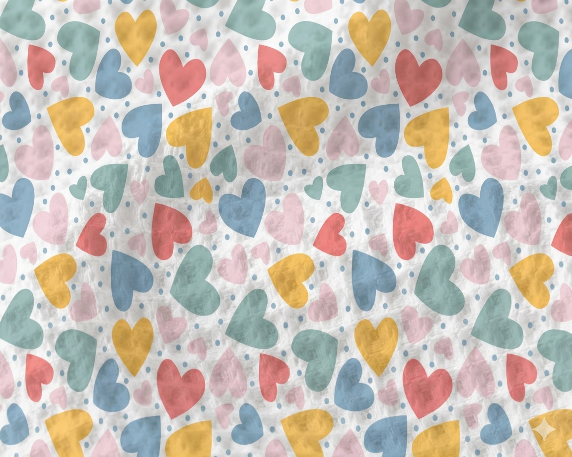 Colorful Hearts Waffle Bath Towel – 100% Cotton