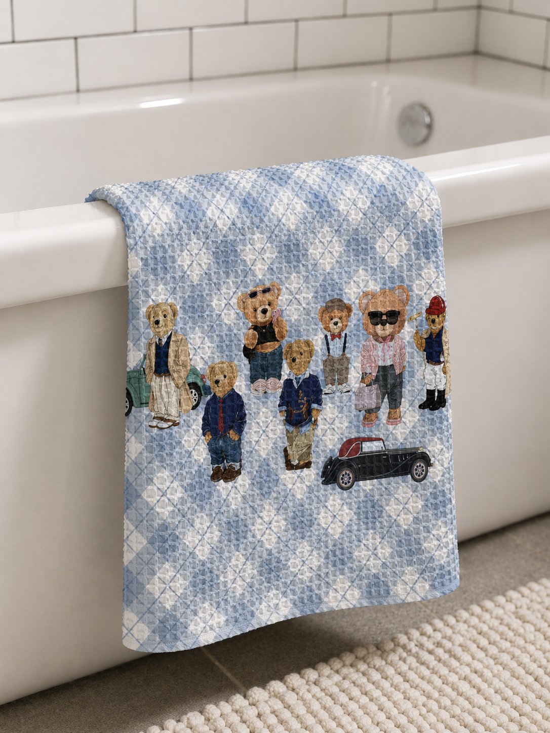 Polar Bear Waffle Bath Towel – 100% Cotton