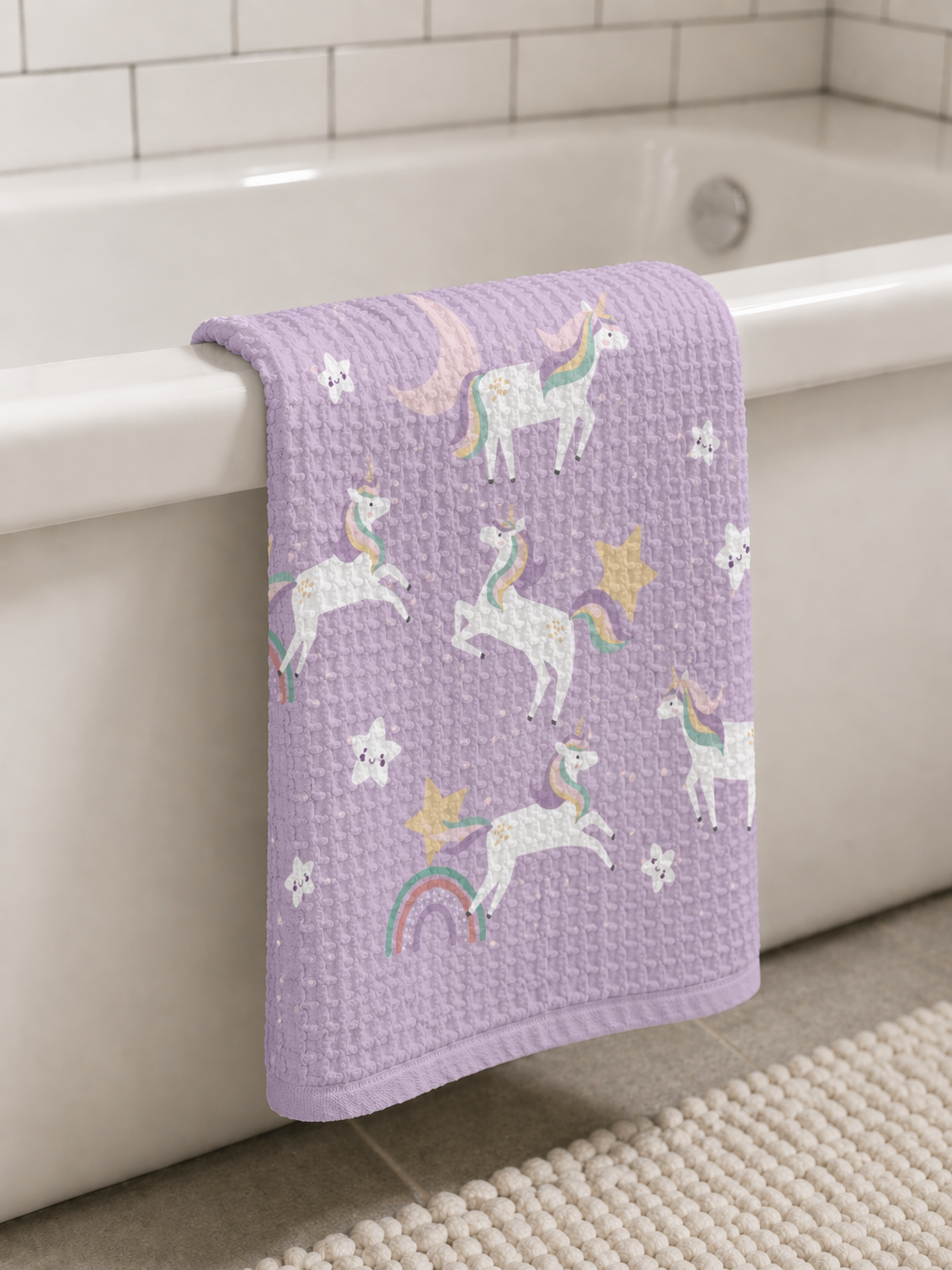 Unicorn Waffle Bath Towel – 100% Cotton