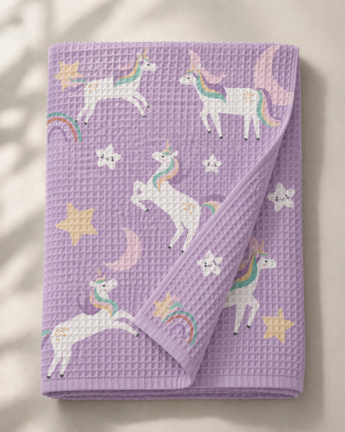 Unicorn Waffle Bath Towel – 100% Cotton