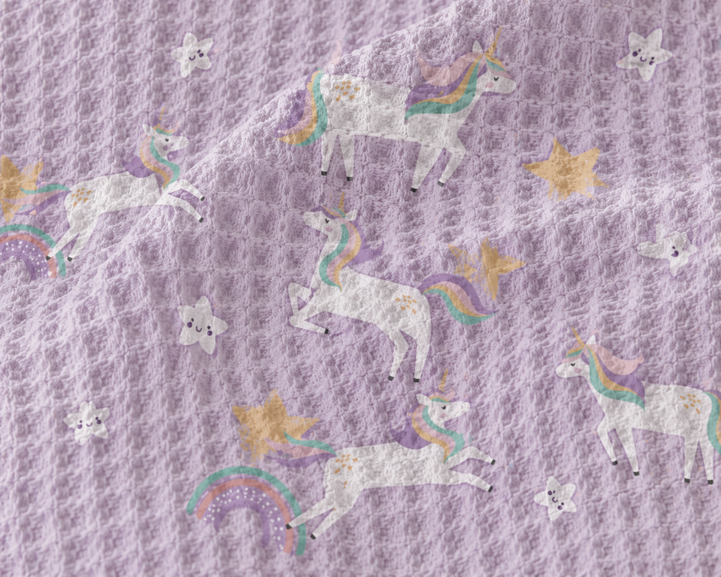 Unicorn Waffle Bath Towel – 100% Cotton