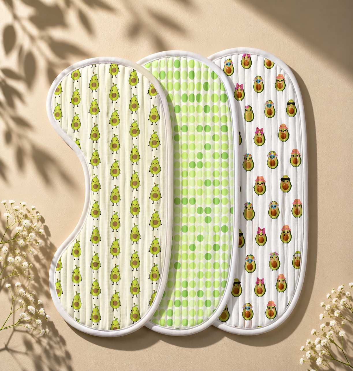 Avocado Muslin Burp Cloth – Set of 3 | Ultra-Soft & Absorbent