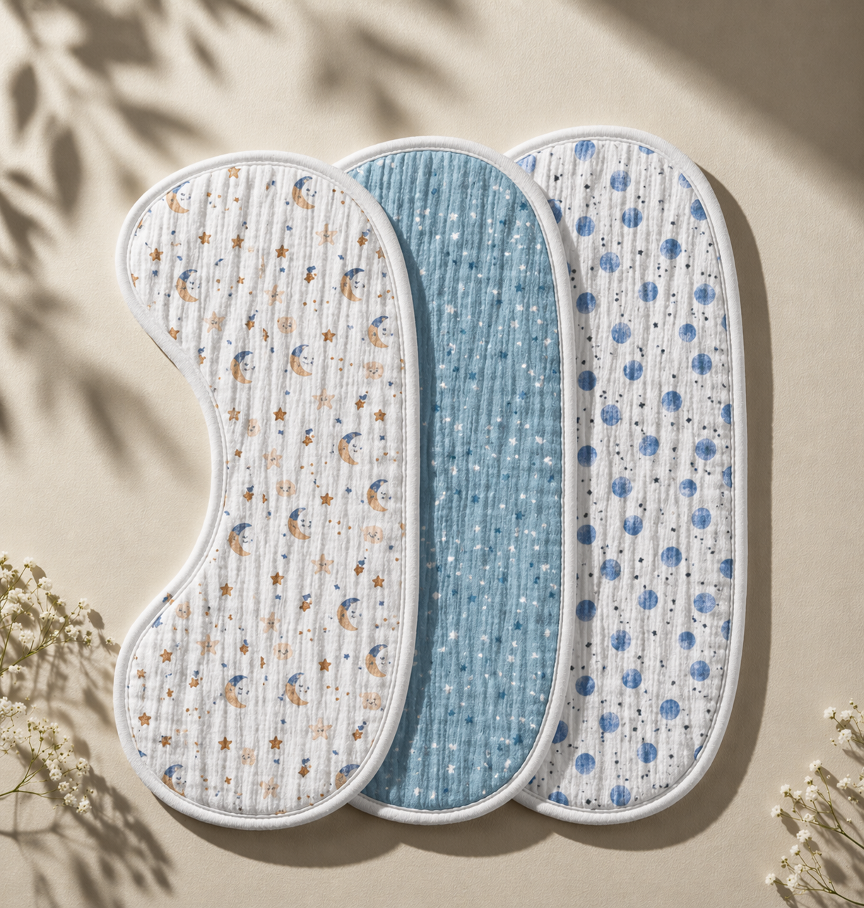 Space Muslin Burp Cloth – Set of 3 | Ultra-Soft & Absorbent