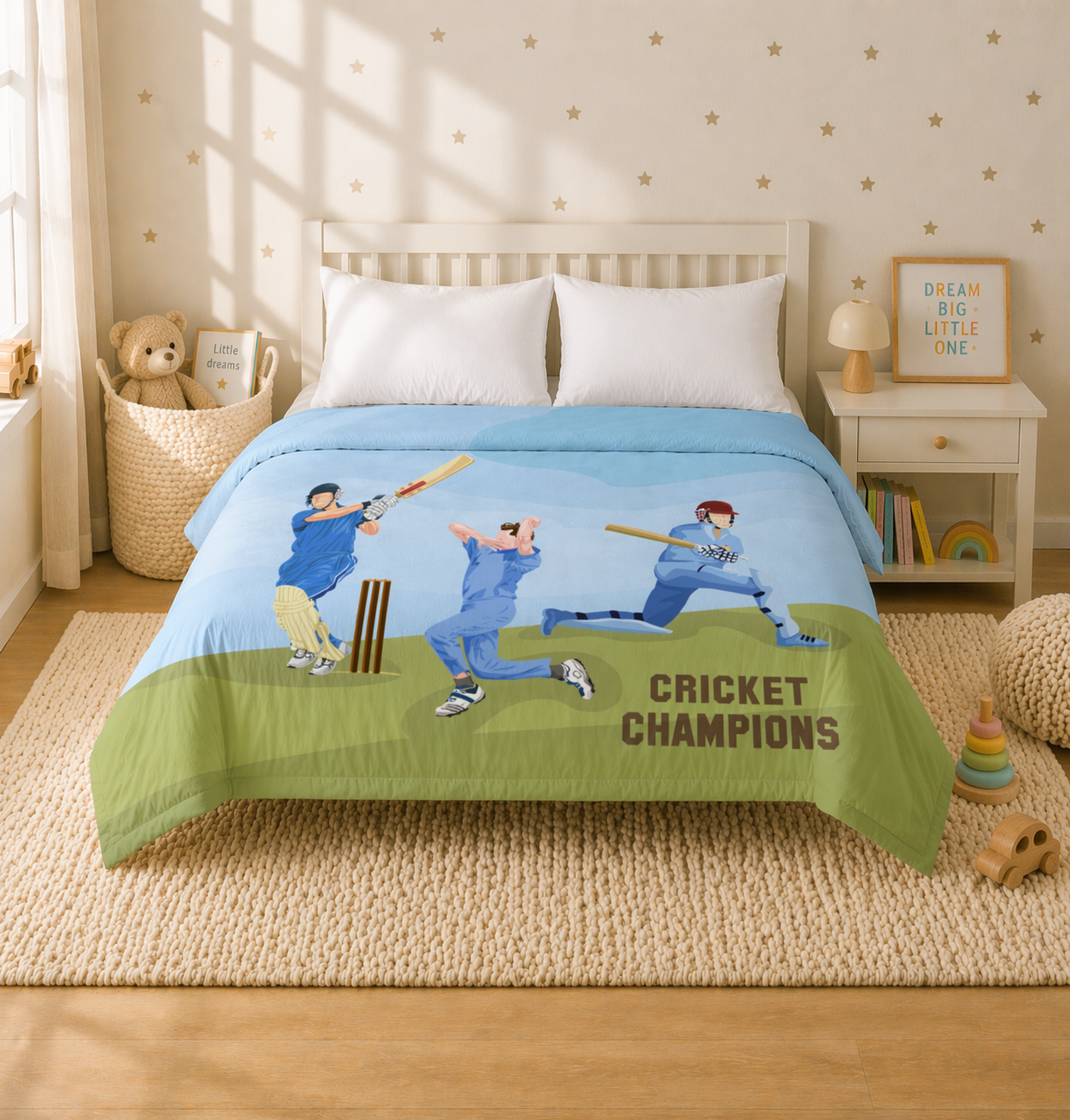 Cricket Champions Reversible Kids Double Quilt