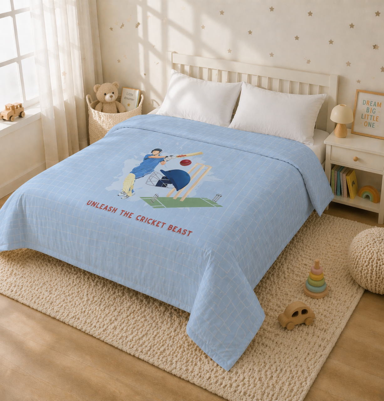 Cricket Champions Reversible Kids Double Quilt