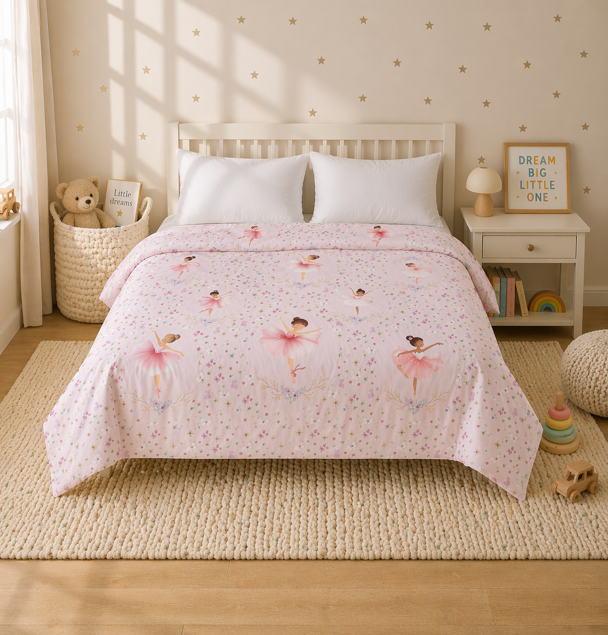 Dancing Ballerinas Reversible Kids Double Quilt