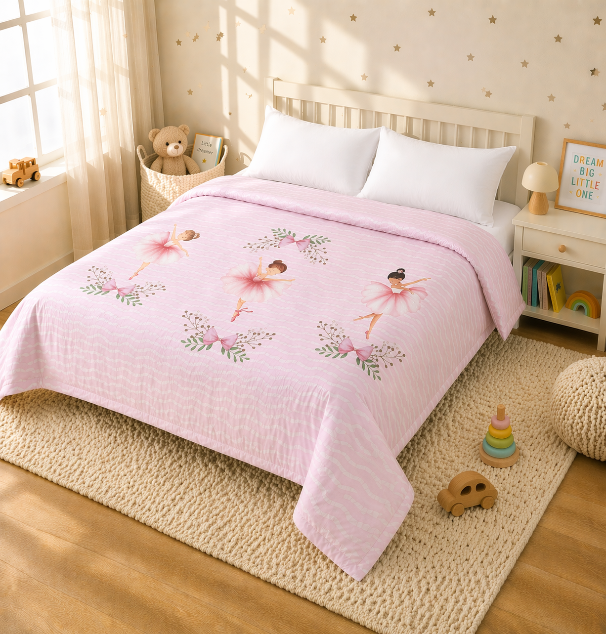 Dancing Ballerinas Reversible Kids Double Quilt