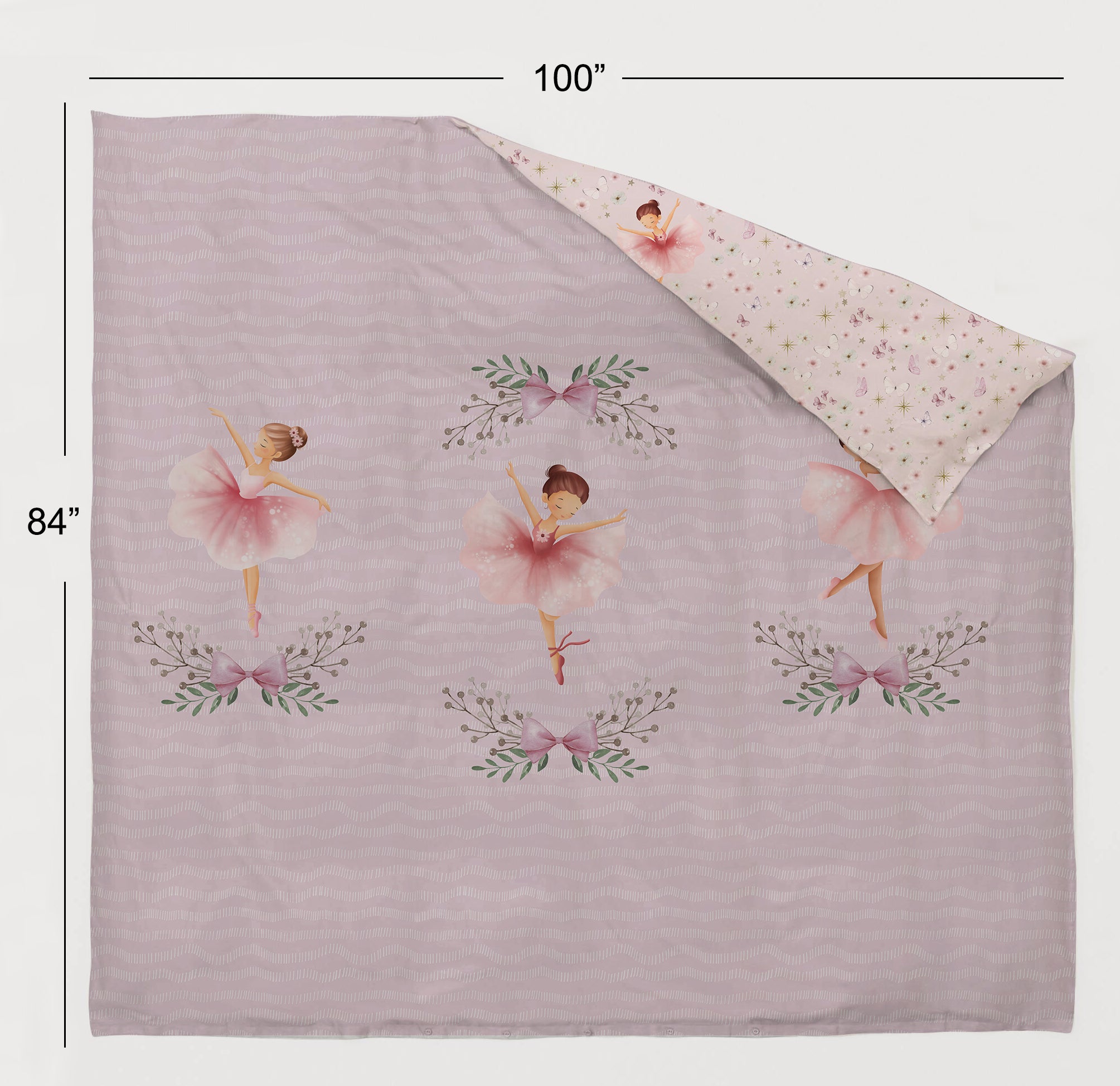 Dancing Ballerinas Reversible Kids Double Quilt