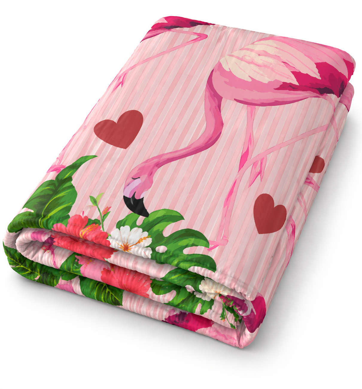 Pretty Pink Flamingo Reversible Kids Double Quilt