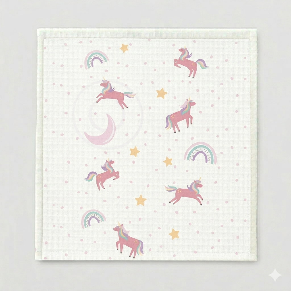 Magical Unicorn Waffle Cotton Hankies – Set of 3