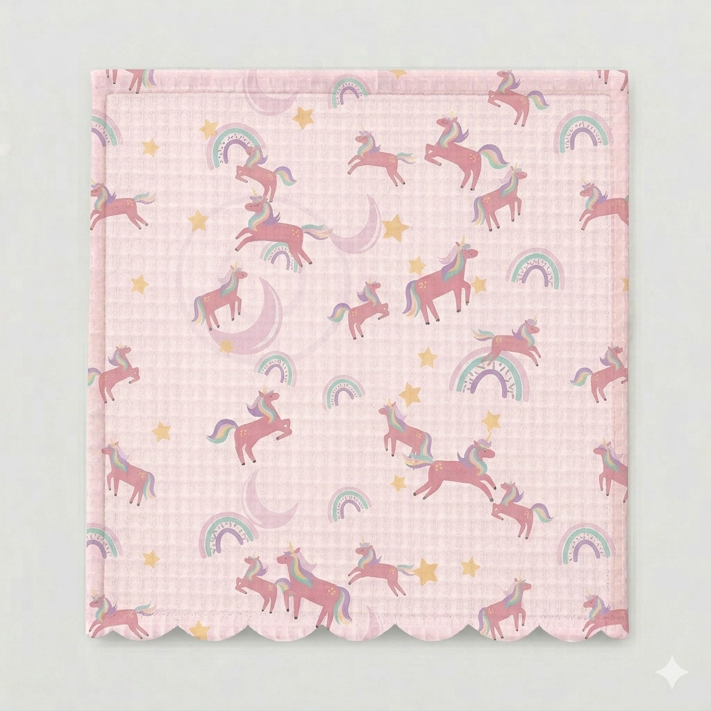 Magical Unicorn Waffle Cotton Hankies – Set of 3