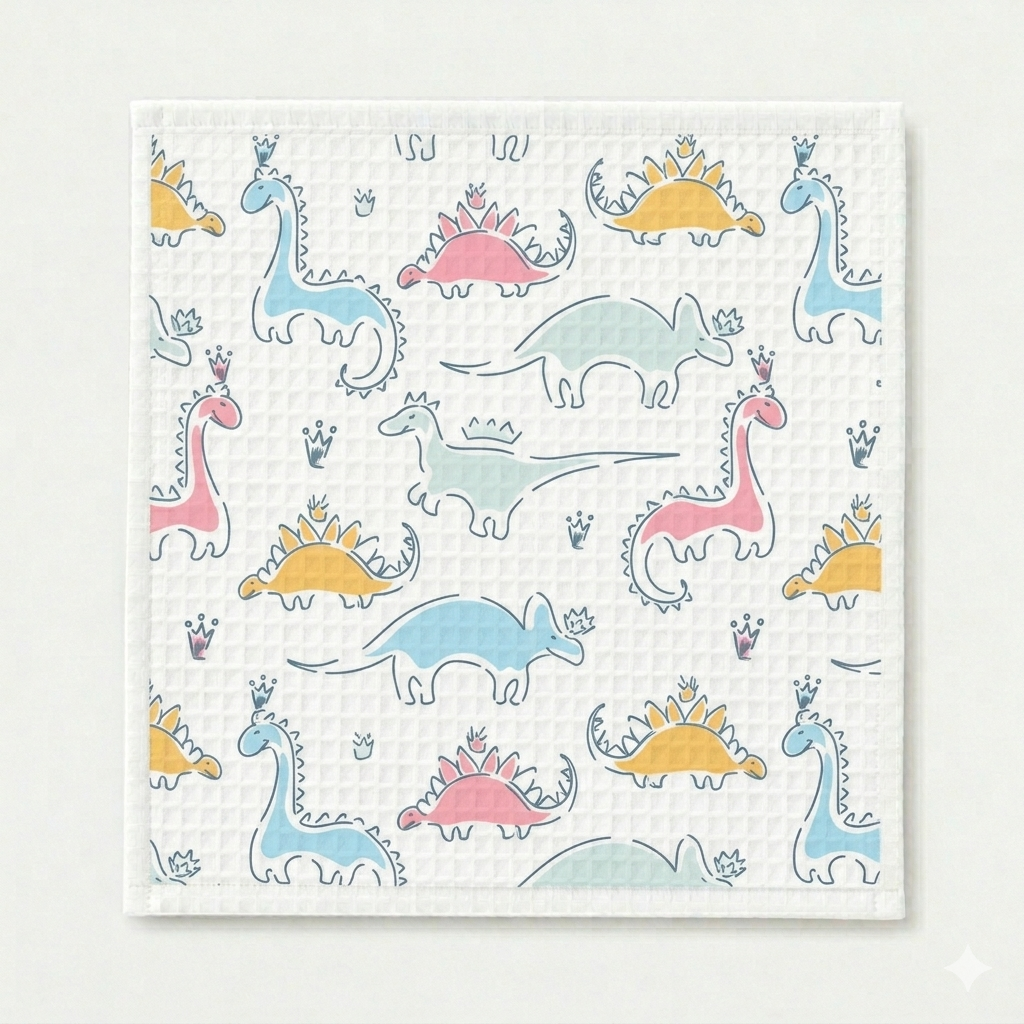 Dino Waffle Cotton Hankies – Set of 3