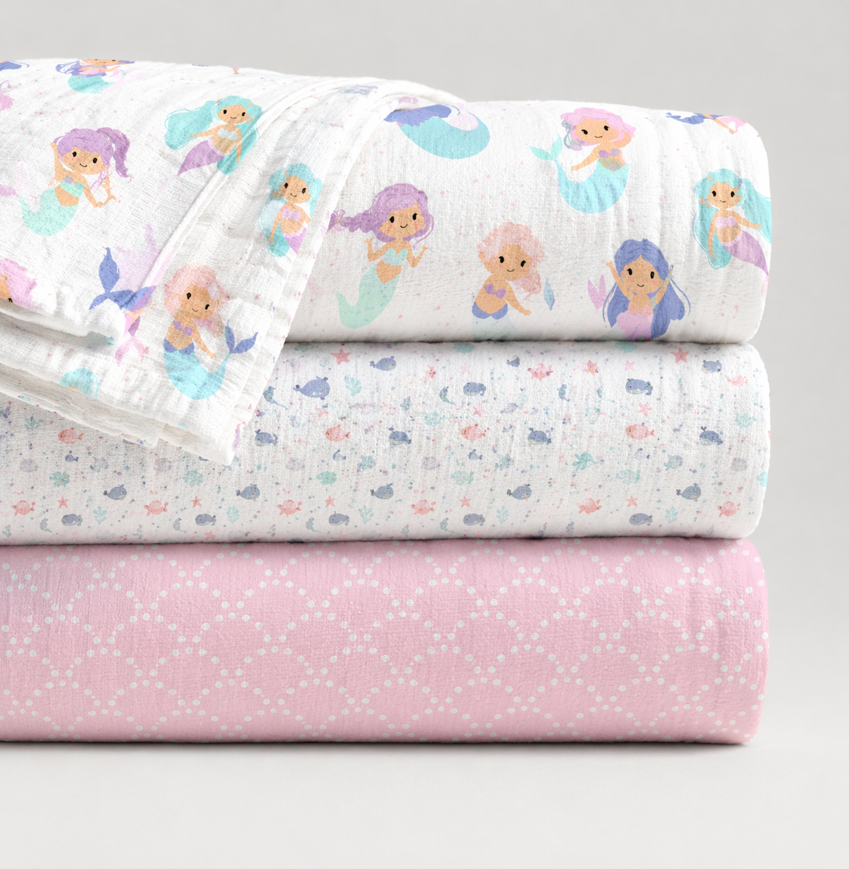 Mermaid Muslin Swaddle Set – Set of 3