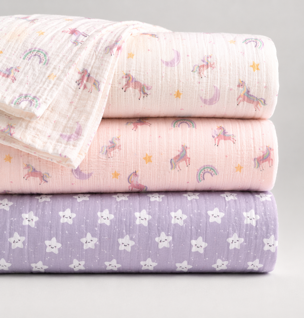 Unicorn Muslin Swaddle Set – Set of 3