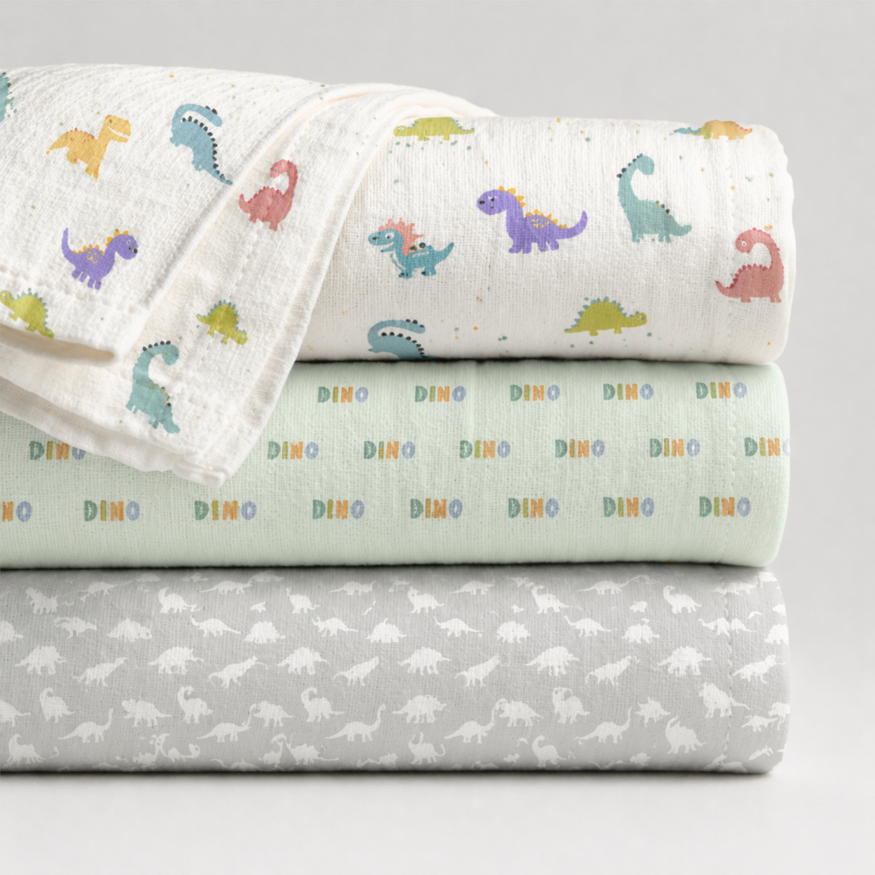Dino Muslin Swaddle Set – Set of 3