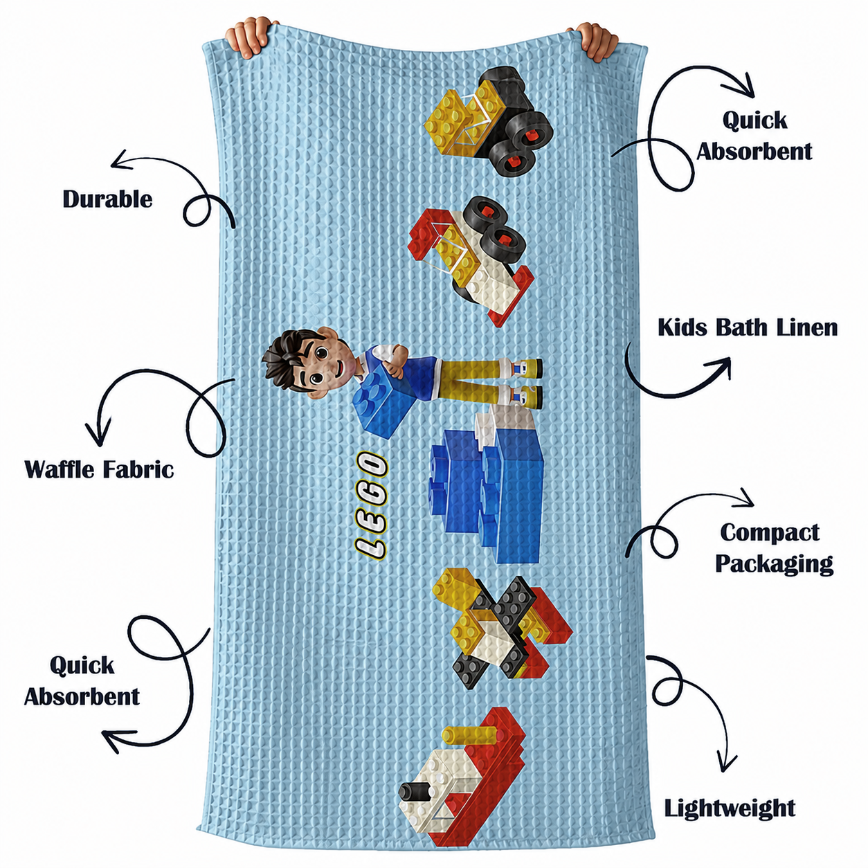 Lego Waffle Bath Towel – 100% Cotton